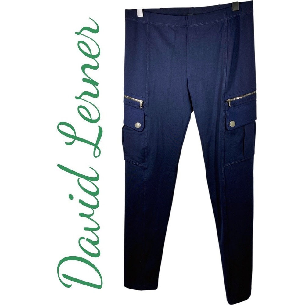 DAVID LERNER Navy Blue Cargo Pants Pockets Stretch‎ Women Medium Utility Neutral